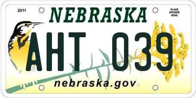 NE license plate AHT039
