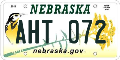 NE license plate AHT072