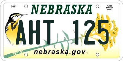 NE license plate AHT125