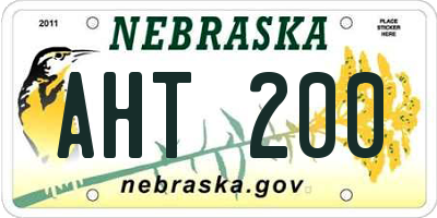 NE license plate AHT200