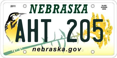 NE license plate AHT205