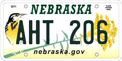 NE license plate AHT206
