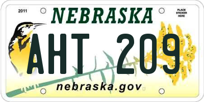 NE license plate AHT209