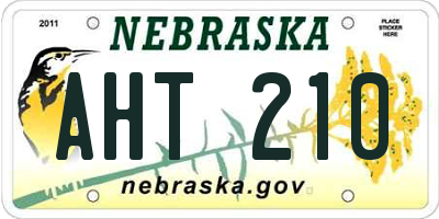 NE license plate AHT210