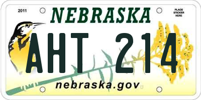 NE license plate AHT214