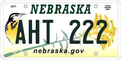 NE license plate AHT222