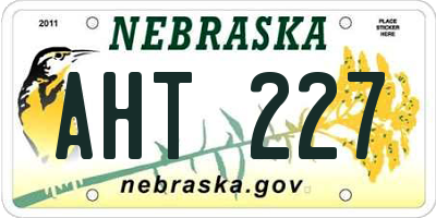 NE license plate AHT227