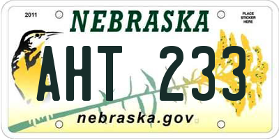 NE license plate AHT233
