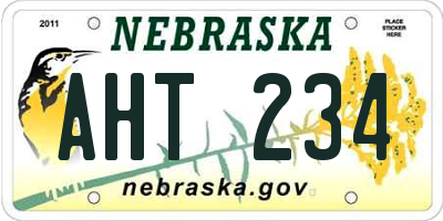 NE license plate AHT234
