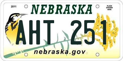 NE license plate AHT251