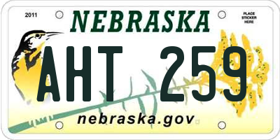 NE license plate AHT259