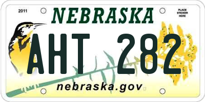 NE license plate AHT282