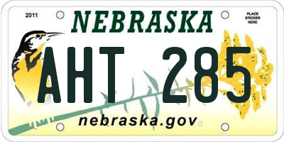 NE license plate AHT285