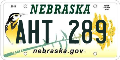 NE license plate AHT289