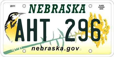 NE license plate AHT296