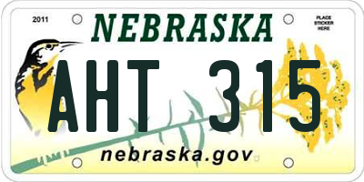 NE license plate AHT315