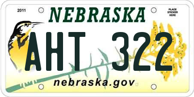 NE license plate AHT322