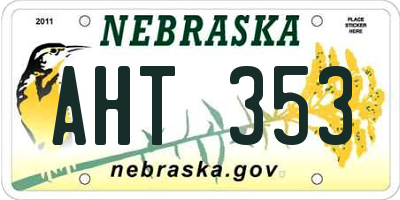 NE license plate AHT353