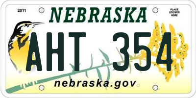 NE license plate AHT354