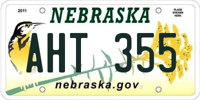 NE license plate AHT355