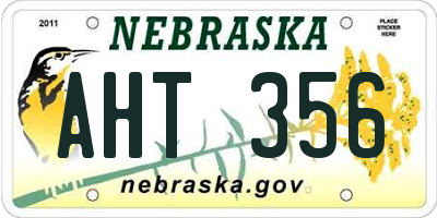 NE license plate AHT356