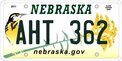 NE license plate AHT362