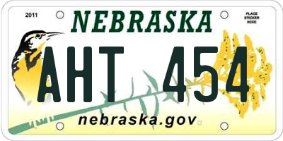 NE license plate AHT454