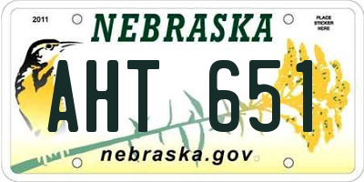 NE license plate AHT651