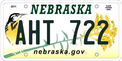 NE license plate AHT722