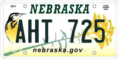 NE license plate AHT725