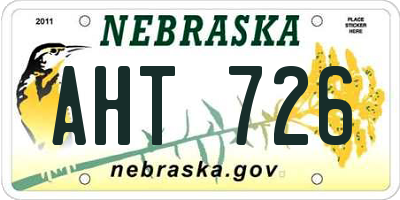 NE license plate AHT726