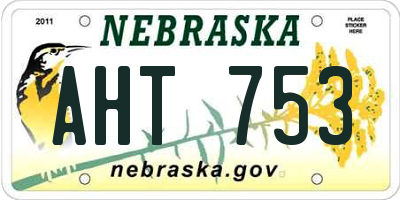 NE license plate AHT753