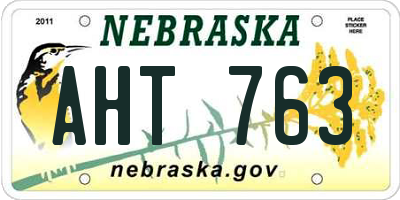 NE license plate AHT763