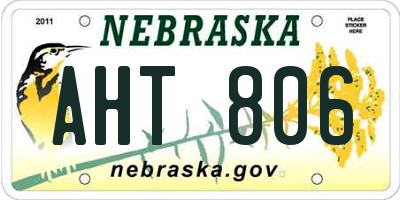 NE license plate AHT806