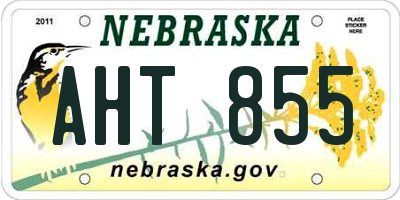 NE license plate AHT855