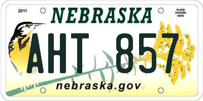 NE license plate AHT857