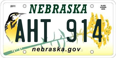 NE license plate AHT914
