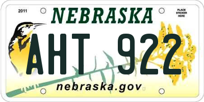 NE license plate AHT922