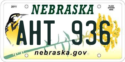 NE license plate AHT936
