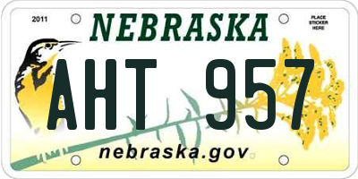 NE license plate AHT957