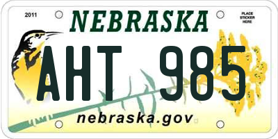NE license plate AHT985