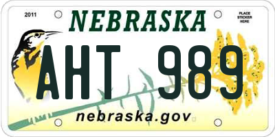NE license plate AHT989