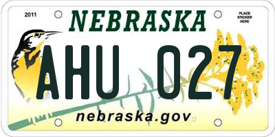 NE license plate AHU027