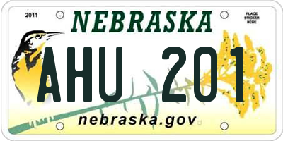 NE license plate AHU201