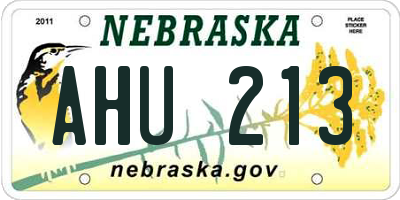 NE license plate AHU213