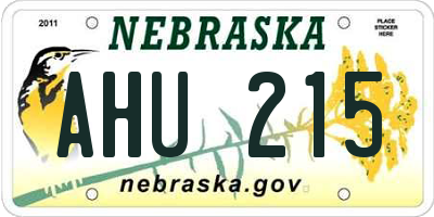 NE license plate AHU215