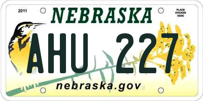 NE license plate AHU227