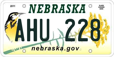 NE license plate AHU228