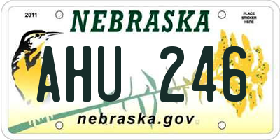NE license plate AHU246