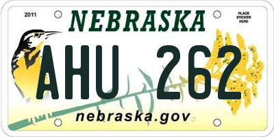 NE license plate AHU262